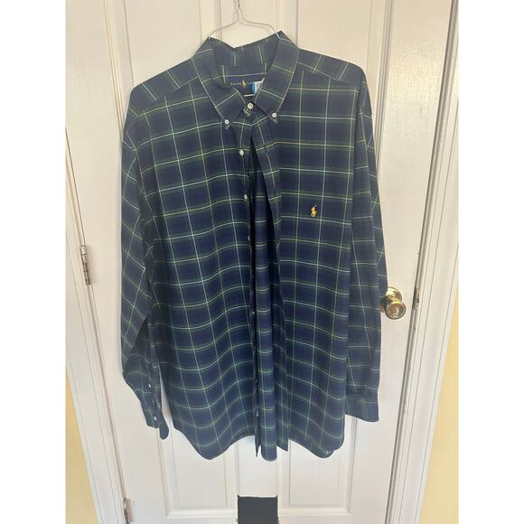 Ralph Lauren Navy Blue & Green Plaid LS ButtonDown Size 2XLT - Picture 1 of 3